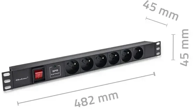 Aliumininis maitinimo juostelė šaltinis skirtoji 19'' 1u 16a 6xfrench 18 m Qoltec