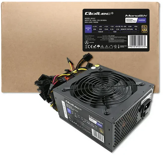 QOLTEC 50147 ATX maitinimo šaltinis 1600W 80 Plus Gold Bitcoin Miner