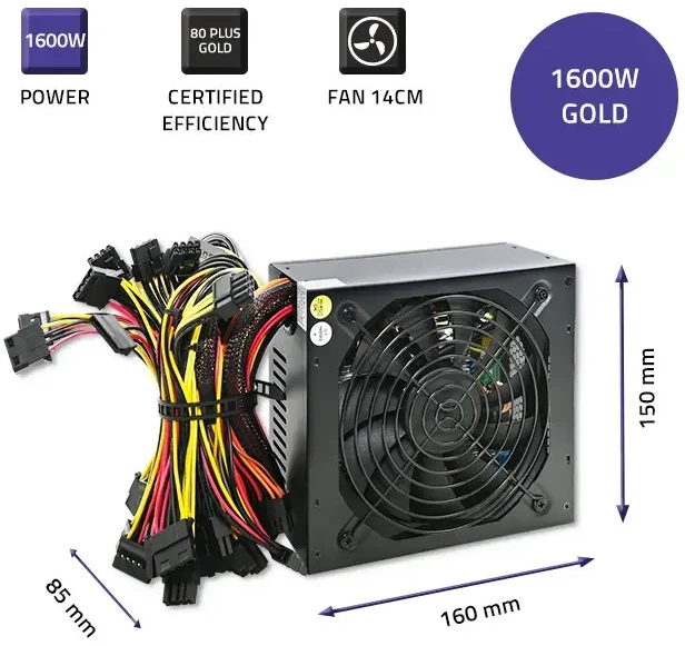 QOLTEC 50147 ATX maitinimo šaltinis 1600W 80 Plus Gold Bitcoin Miner