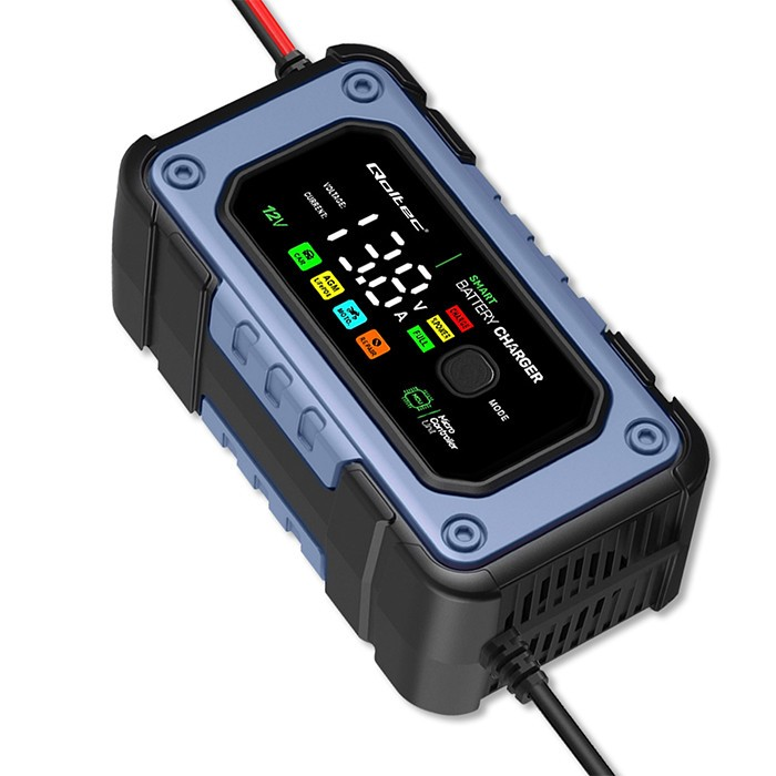 Qoltec Intelektualus mikroprocesorius kroviklis 12V | 7A | AGM LiFePO4 GEL akumuliatoriaus įkroviklis su remonto funkcija