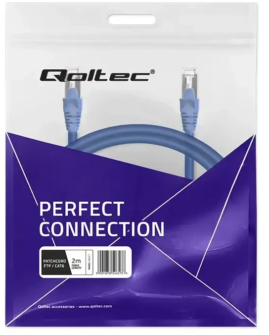 Qoltec FTP kabelis Patchcord CAT6 2xRJ45 2m auksuotas ekranuotas