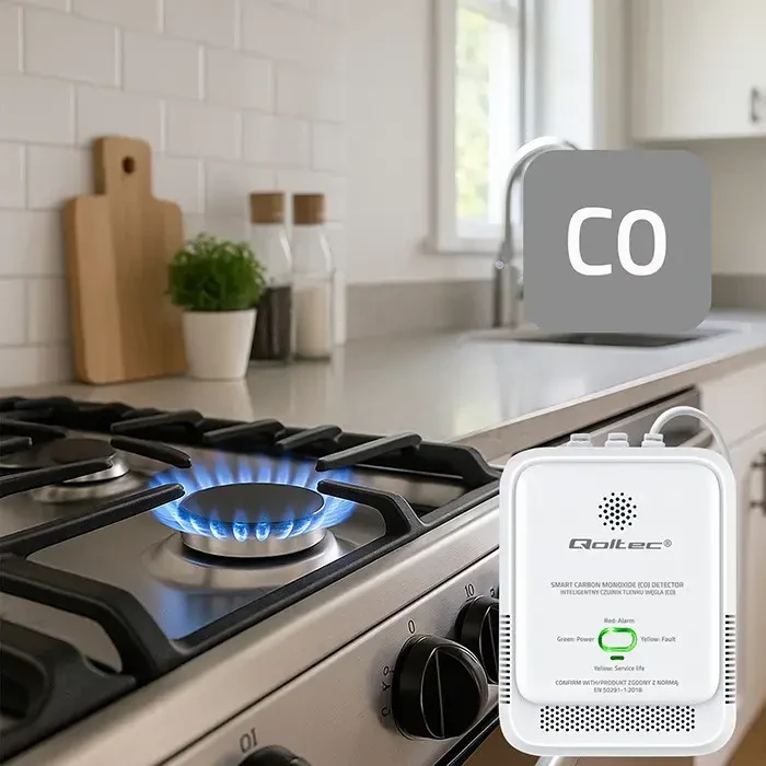 Qoltec 52576 Carbon monoxide sensor | CO detector | alarm 85dB | LED