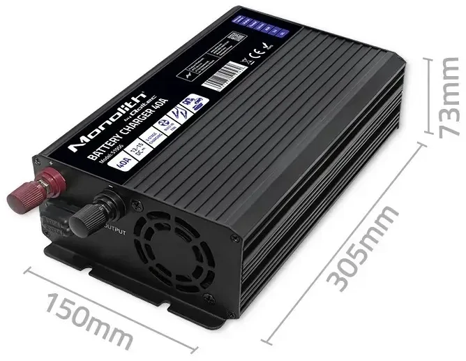 Akumuliatorius QOLTEC 51956 išmanusis „Monolith“ įkroviklis LiFePO4 AGM GEL SLA akumuliatoriams / 40A / 12V