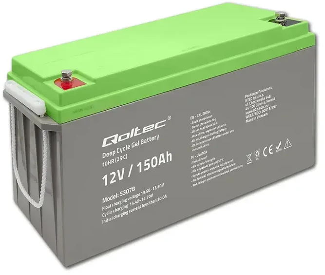 QOLTEC 53078 Deep Cycle Gel baterija 12V 150Ah