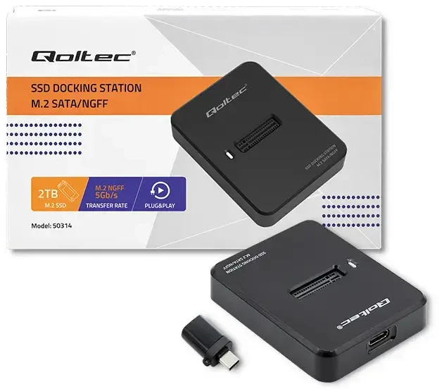 QOLTEC 50314 prijungimo stotelė SSD M.2 SATA NGFF USB 3.1
