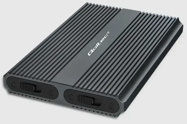 Qoltec korpusas M.2 SSD SATA NVMe USB-C DUAL 2 x 2TB
