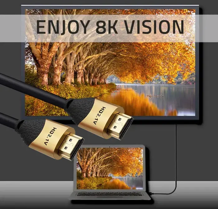 Qoltec HDMI v2.1 kabelis itin didelio greičio 8K | 60Hz | 28AWG | auksinis | 2 m