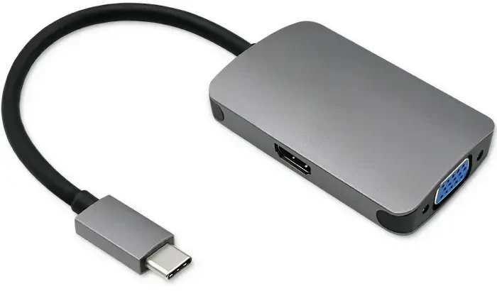 Qoltec USB adapteris Type C male / HDMI Female | VGA Moteris
