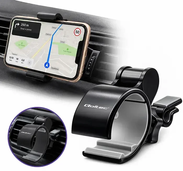QOLTEC 51210 Universalus Reguliuojamas automobilinis laikiklis išmaniajam telefonui 1.4-6.4