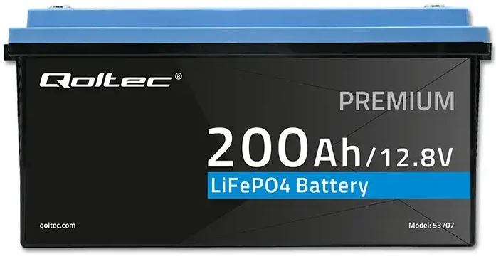Qoltec LiFePO4 ličio geležies fosfato baterija | 12.8V | 200Ah | 2560Wh | BMS