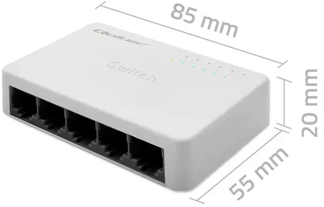 Šakotuvas Qoltec 52245 Tinklo jungiklis 5 x RJ45 prievadai | 100 Mbps | LAN