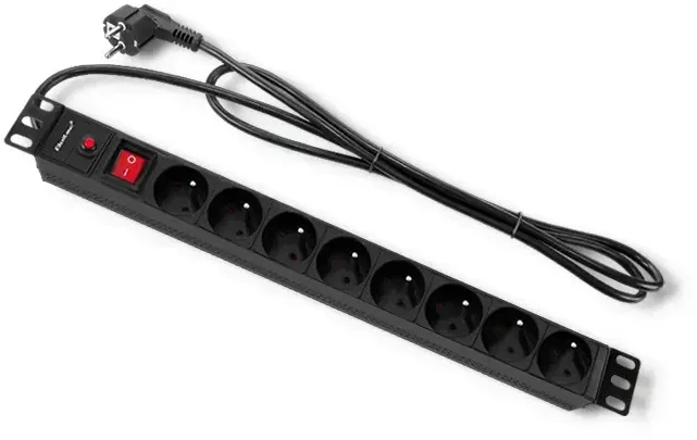 QOLTEC 53996 Apsauga nuo viršįtampių RACK 19 16A 1U PDU 8xSCHUKO 2m