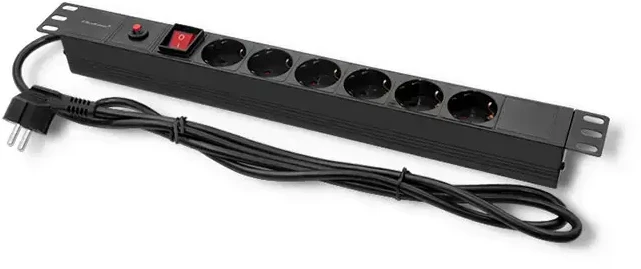 QOLTEC 53993 Apsauga nuo viršįtampių CB Qoltec skirta RACK 19 16A 1U PDU 6xSCHUKO 2m