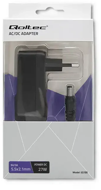 QOLTEC 50786 Kištukinis maitinimo šaltinis 27W 9V 3A 5,5x2,1