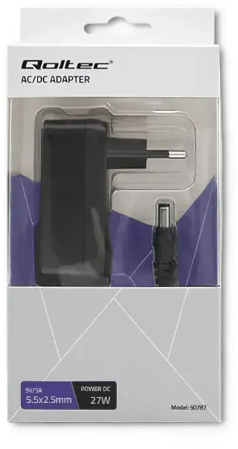 QOLTEC 50787 Kištukinis maitinimo šaltinis 27W 9V 3A 5,5x2,5
