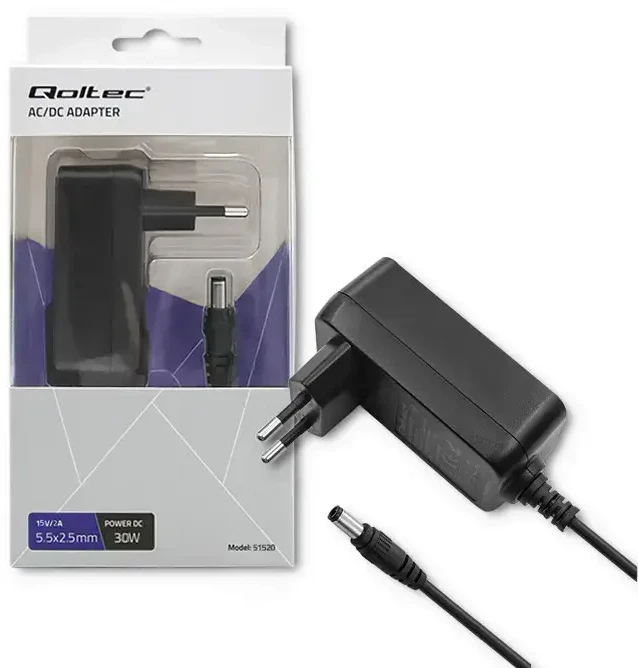 QOLTEC 51520 AC adapter 30W 15V 2A 5.5 2.5