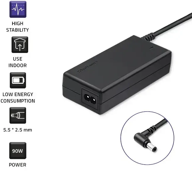 QOLTEC 50074 Nešiojamas kompiuteris AC power adapter 90W 19V 4.9 A 5.5x2.5