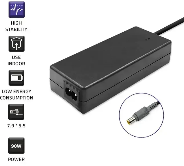 QOLTEC 50093 Nešiojamas kompiuteris AC power adapter IBM Lenovo 90W 20V 4.5 A 7.9x5.5