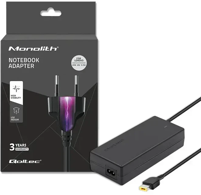 QOLTEC 51556 Nešiojamas kompiuteris AC power adapter for Lenovo 65W 20V 3.25A Square tip