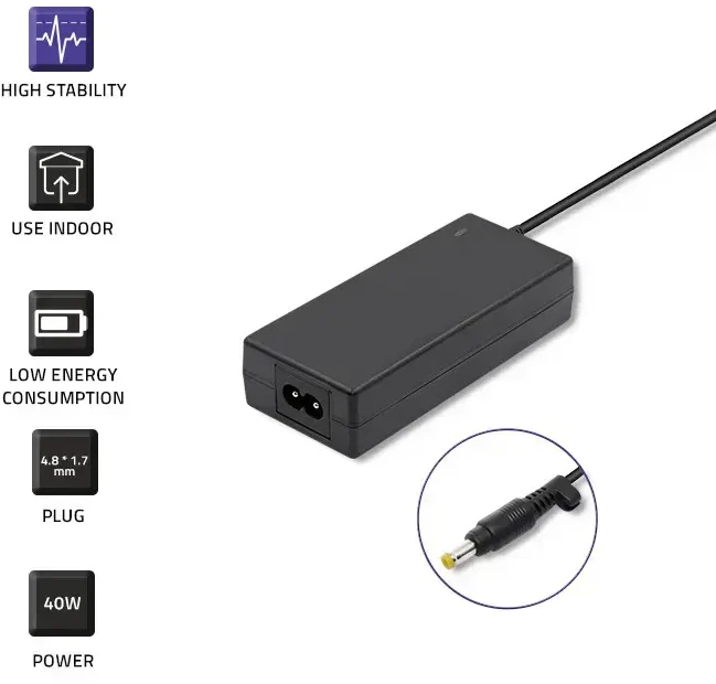 Qoltec kroviklis skirtas Sony Asus 40W | 19V | 2.1A | 4.8x1.7 | +kabelis zasilający