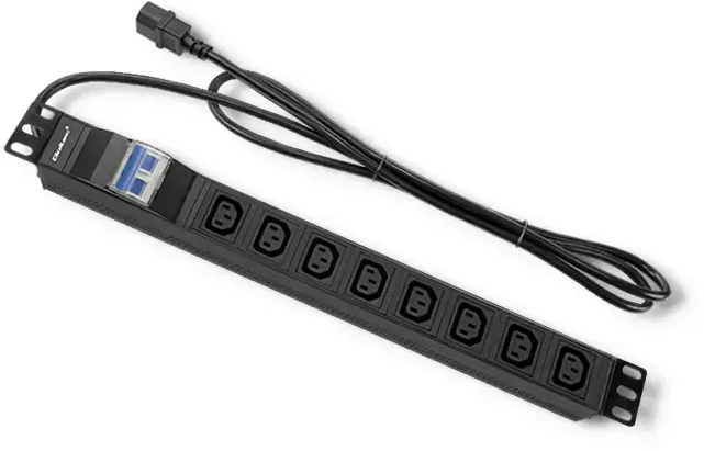 QOLTEC 53999 Apsauga nuo viršįtampių CB, skirta RACK 19 1U 10A PDU 8xIEC C13 2m