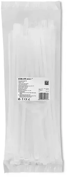 QOLTEC 52232 Daugkartinio naudojimo savaime užsifiksuojanti kabelio juosta 7,2x300 mm nailono UV Baltas