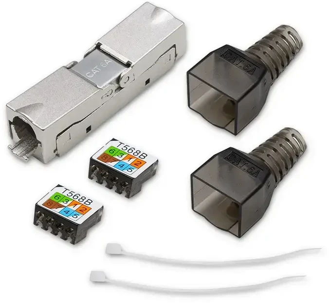 Tinklo laidas Kištukas rj45 be įrankių stp cat6a lizdas kaištis t568b t568a Qoltec