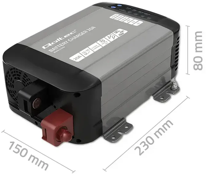 QOLTEC 51959 Smart Monolith įkroviklis LiFePO4 AGM GEL SLA akumuliatoriams / 20A / 12V