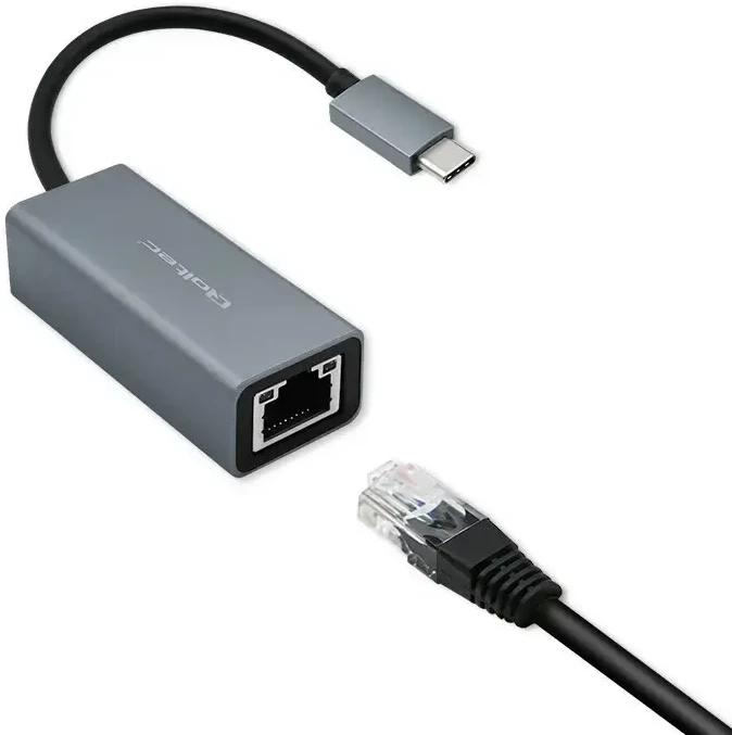 Qoltec USB-C į RJ45 eterneto adapteris | 1000 Mbps | aliuminio korpusas
