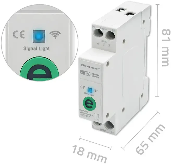 Elektros skaitiklis Qoltec 63A relė