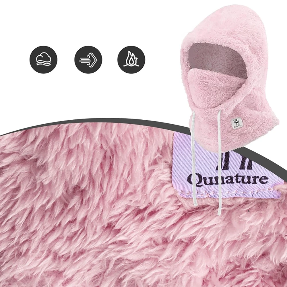 Qunature Arctic Velvet slidinėjimo balaklava, dydis M – rožinė