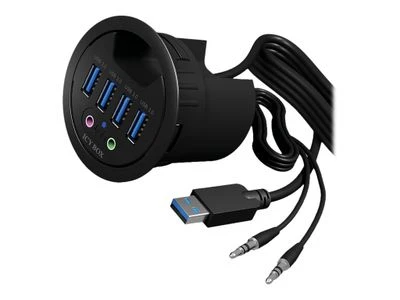 ICYBOX IB-HUB1403A Icy Box Desk Hub 4x USB 3.0, 1x garso įvestis, 1x garso išvestis