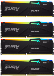 RAM „Kingston KF556C40BBAK4-128“ 128 GB 5600 MT/s DDR5 CL40 DIMM (4 vnt. rinkinys) „FURY Beast RGB XMP“ | „Kingston“