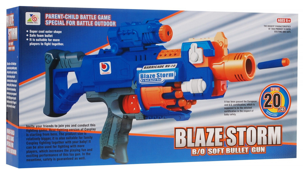 Ramiz Blaze Storm greito šaudymo šautuvas BARRICADE RV-10 mėlynos spalvos (nuo 8 metų)