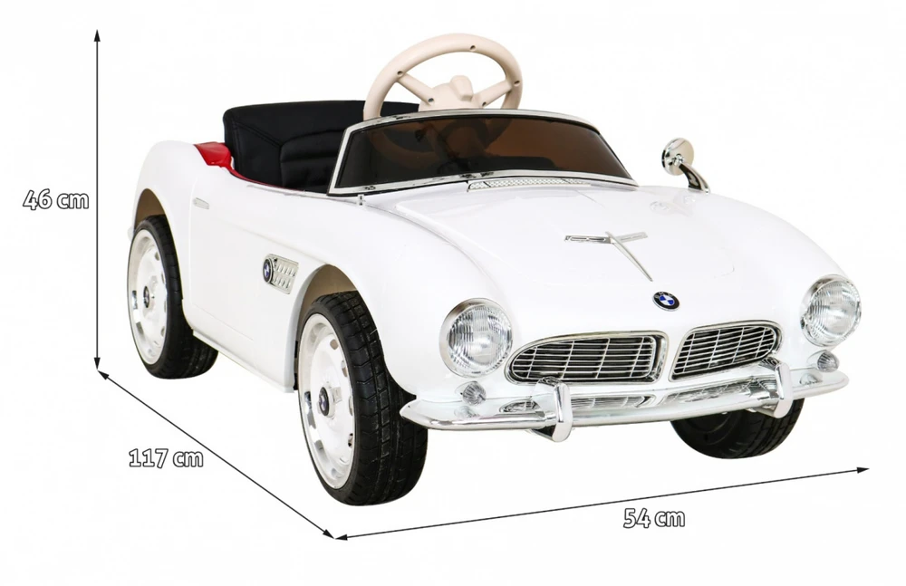 RAMIZ Autko BMW 507 Retro elektryczne vaikams Baltas roadster