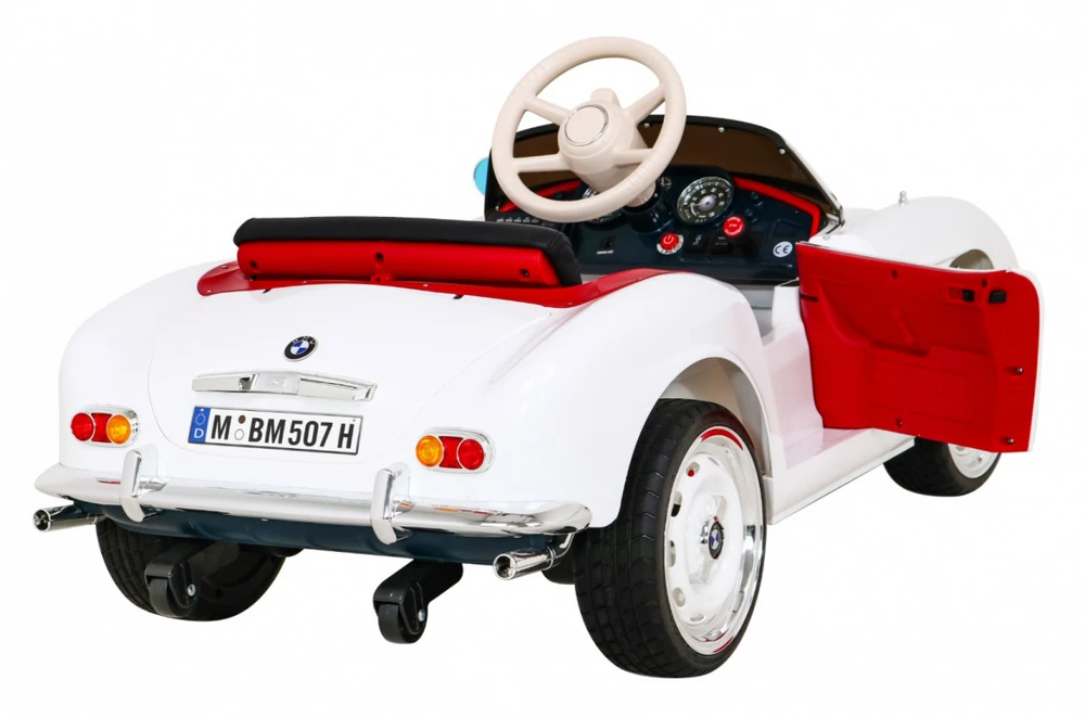 RAMIZ Autko BMW 507 Retro elektryczne vaikams Baltas roadster