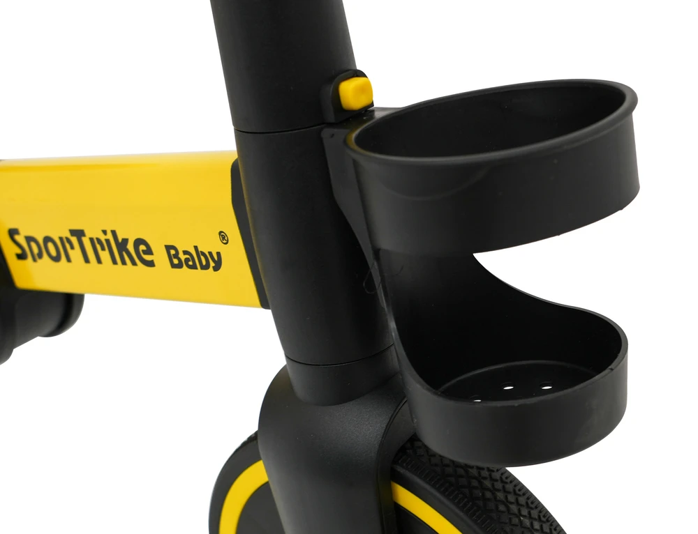 Stumiamas triratukas su rankene Happy Bike 3in1 Sportrike geltonos spalvos