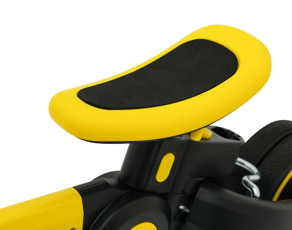 Stumiamas triratukas su rankene Happy Bike 3in1 Sportrike geltonos spalvos