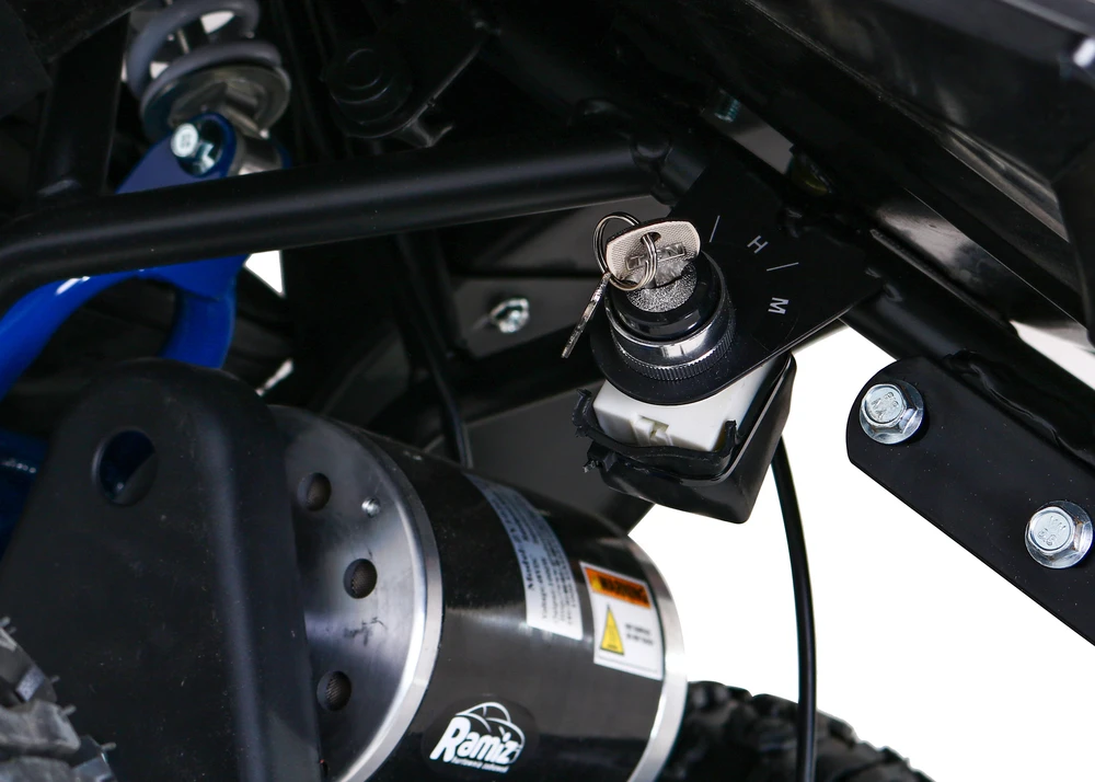 Ramiz Quad Highper Baterija Mėlyna 35km/h + 1000W variklis be šepetėlių + pripučiami ratai + sėdynės reguliavimas