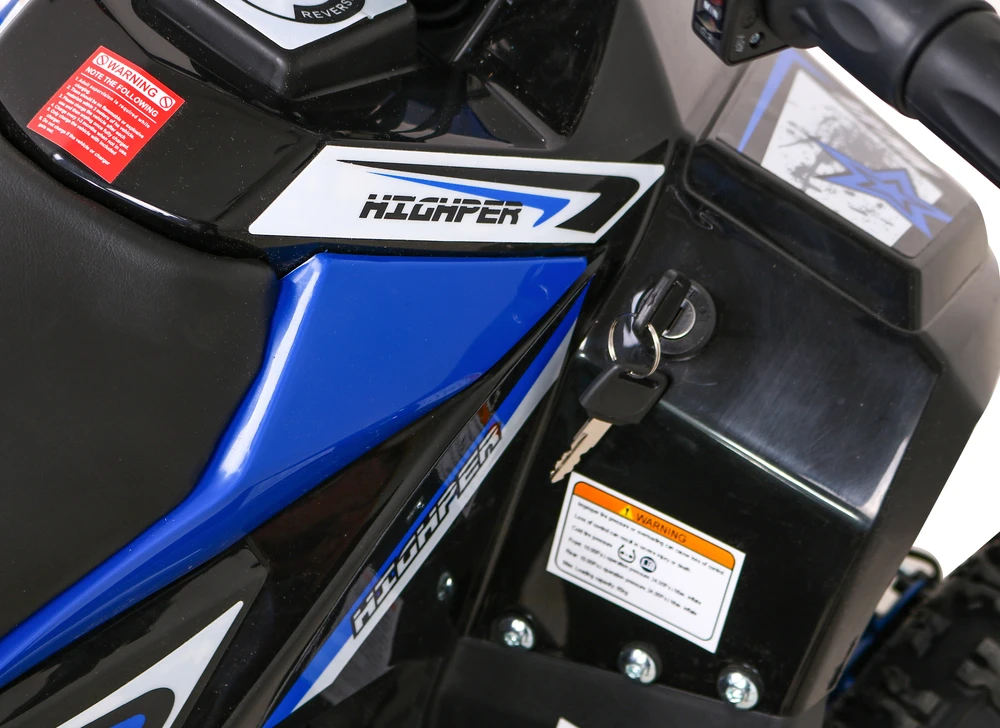 Ramiz Quad Highper Baterija Mėlyna 35km/h + 1000W variklis be šepetėlių + pripučiami ratai + sėdynės reguliavimas