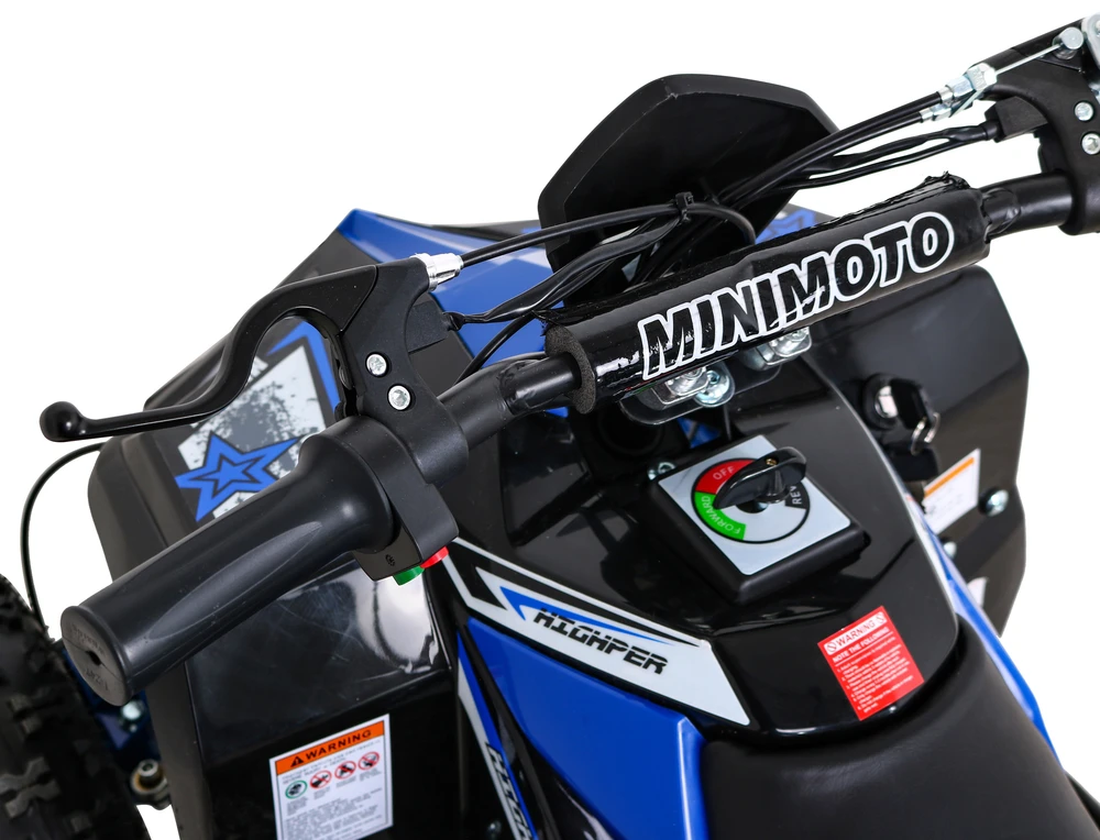 Ramiz Quad Highper Baterija Mėlyna 35km/h + 1000W variklis be šepetėlių + pripučiami ratai + sėdynės reguliavimas