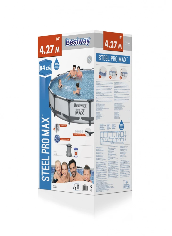 4.27m x 84cm Bestway apvalus karkasinis lauko baseinas STEEL PRO™ MAX 56595