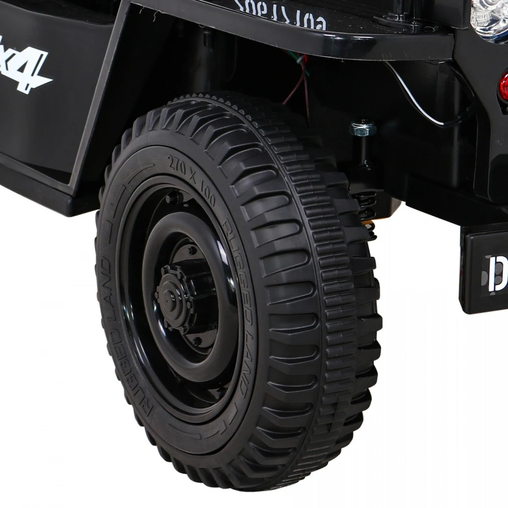 RAMIZ Elektromobilis Retro karinis 4x4 pavara, Juodas