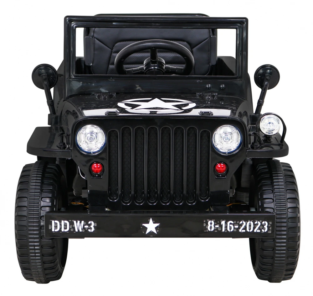 RAMIZ Elektromobilis Retro karinis 4x4 pavara, Juodas