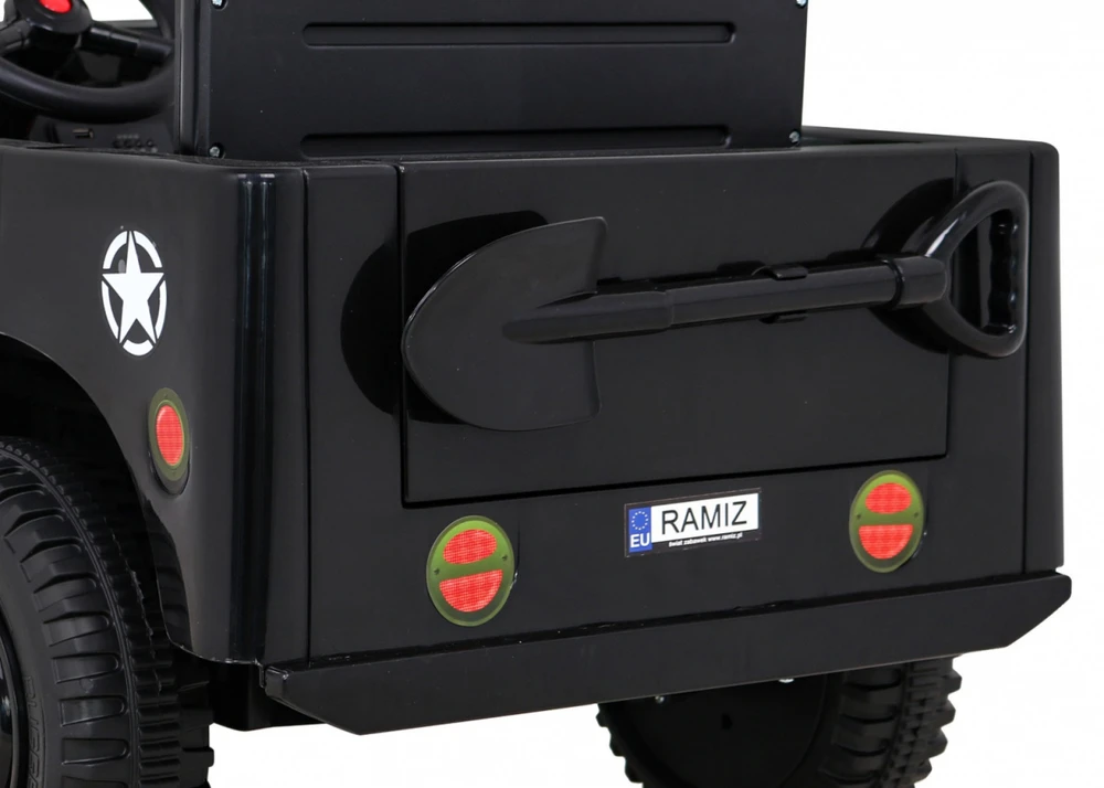RAMIZ Elektromobilis Retro karinis 4x4 pavara, Juodas