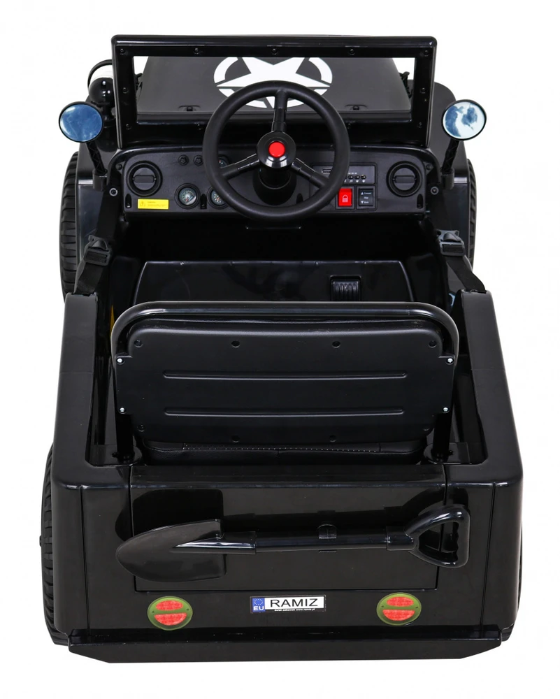 RAMIZ Elektromobilis Retro karinis 4x4 pavara, Juodas