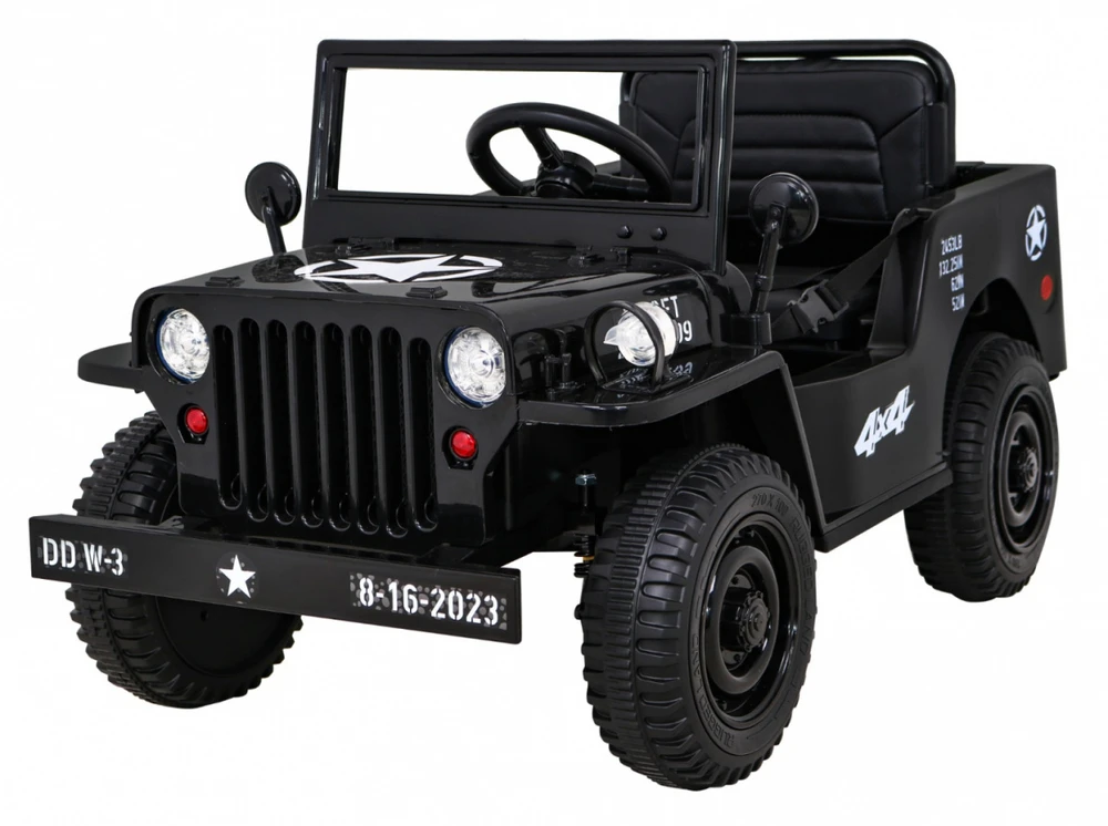 RAMIZ Elektromobilis Retro karinis 4x4 pavara, Juodas
