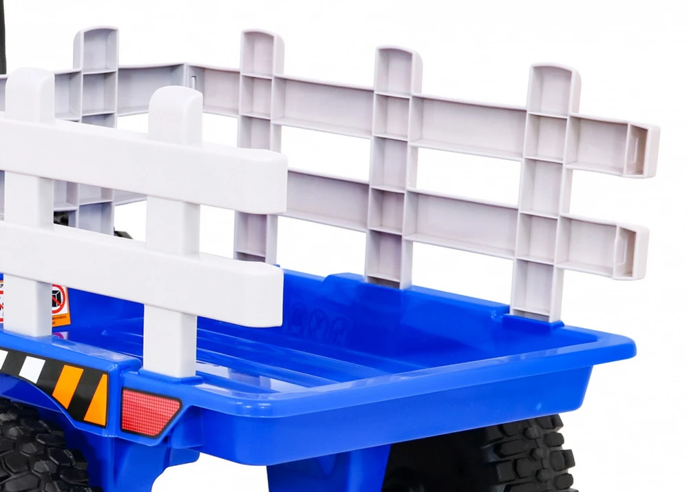 Ramiz Didelis elektrinis traktorius su priekaba, mėlynas