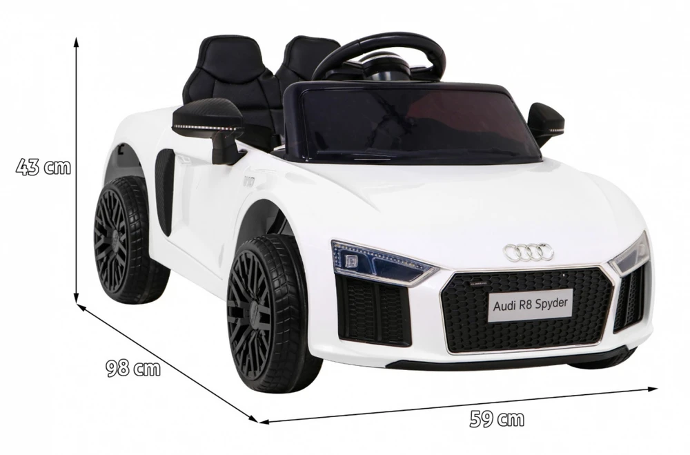 Ramiz Audi R8 na akumulator vaikams Baltas + Pilot + EVA + Wolny Start + MP3 LED