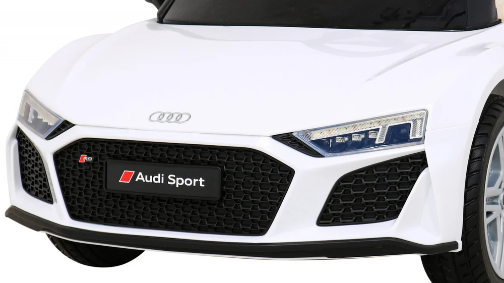 Lean Cars Vienvietis elektromobilis vaikams: Audi R8 Lift A300, baltos spalvos